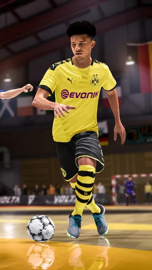 Indoor Soccer Player Dribbling Wallpaper