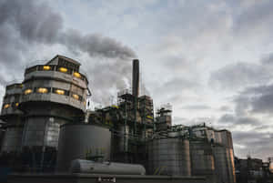 Industrial Factory Smokestack Emissions Wallpaper