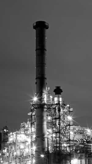 Industrial Nighttime Blackand White Wallpaper