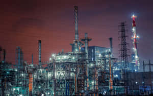 Industrial Nighttime Factory Landscape.jpg Wallpaper