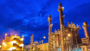 Industrial Power Plant Night Sky Wallpaper