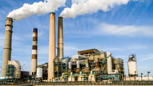 Industrial Power Plant Smokestacks Wallpaper