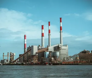 Industrial Waterfront Power Plant Wallpaper