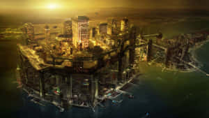 Industrious Layered City Wallpaper