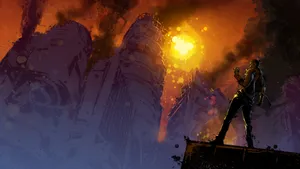 Infamous Man In A Burning City Wallpaper