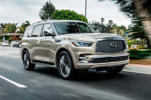 Infiniti Qx80 Luxury Suv In Motion Wallpaper