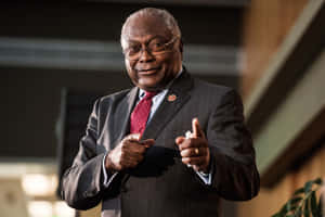 Influential Politician Jim Clyburn Pointing During A Speech. Wallpaper