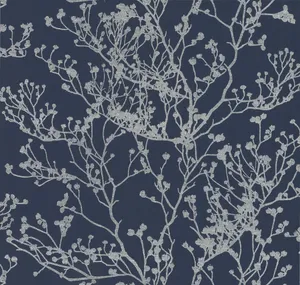 Inherent Print Of Budding Branch In Silhouette Wallpaper