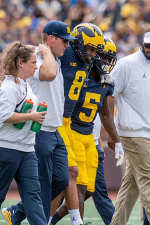 Injured Football Player Assisted Off Field Wallpaper