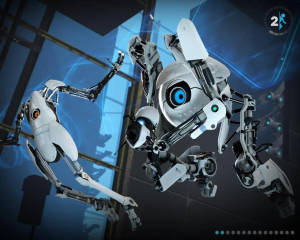 Innovative Gameplay Of Portal 2 On Dual Screen Wallpaper