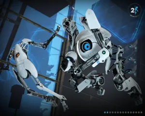 Innovative Gameplay Of Portal 2 On Dual Screen Wallpaper