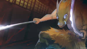 Inosuke Hashibira Close-up - A Ferocious Force From Demon Slayer Wallpaper