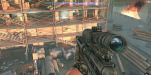 Intense Action In A First-person Shooter Game Wallpaper