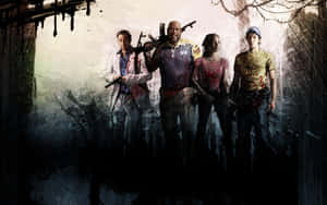 Intense Action In The Quiet Woods - Left 4 Dead Game Scene Wallpaper