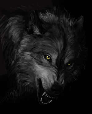 Intense_ Anime_ Black_ Wolf_ Art Wallpaper