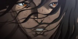 Intense Anime Character Close Up Wallpaper