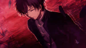 Intense Anime Character Red Backdrop Wallpaper