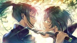 Intense Anime Duel In Sunlight Wallpaper