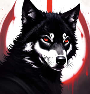 Intense Anime Style Black Wolf Wallpaper