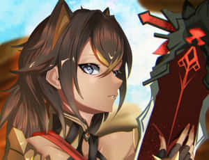 Intense Anime Warrior Glance Wallpaper