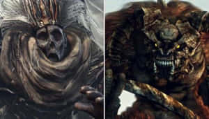 Intense Battle Against Dark Souls Bosses Wallpaper