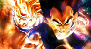 Intense Battle Between Goku And Vegeta Wallpaper