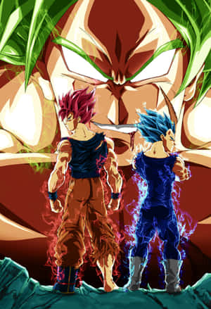 Intense Battle Between Vegeta And Broly In Dragon Ball Wallpaper