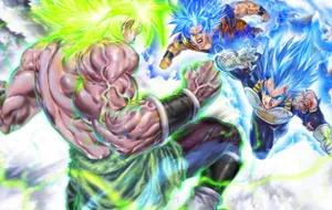 Intense Battle Between Vegeta And Broly Wallpaper