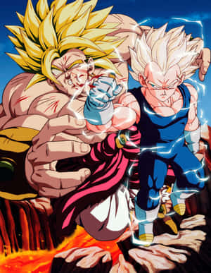 Intense Battle Between Vegeta And Broly Wallpaper