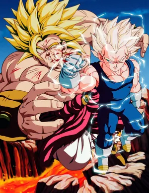 Intense Battle Between Vegeta And Broly Wallpaper