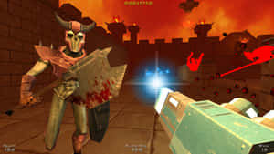 Intense Battle In First-person Shooter Game Wallpaper