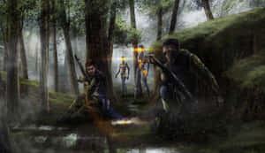 Intense Battle In The Wilderness Wallpaper