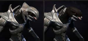 Intense Battle Scene Featuring Halo Arbiter Wallpaper