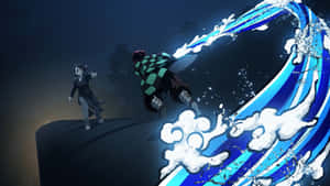 Intense Battle Scene From Demon Slayer Wallpaper