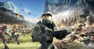 Intense Battle Scene From Halo Universe Wallpaper