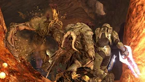 Intense Battle With The Halo Flood Wallpaper