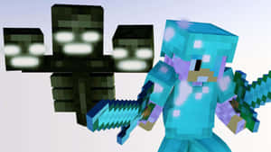 Intense Battle With The Wither In Minecraft Wallpaper