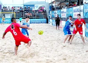 Intense_ Beach_ Soccer_ Match Wallpaper