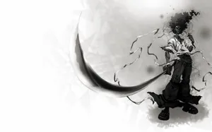 Intense Black And White Samurai Battle Wallpaper