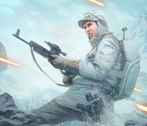 Intense Blaster Rifle Battle Scene Wallpaper