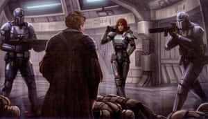 Intense Bounty Hunters In Action Wallpaper