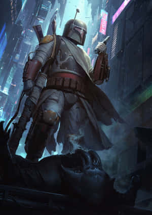 Intense Bounty Hunters Ready For Action Wallpaper