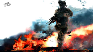 Intense Call Of Duty Battle Scene In Action Wallpaper