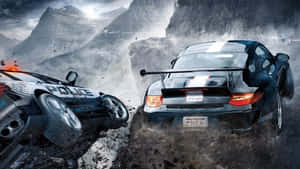 Intense Car Racing Game Action Wallpaper