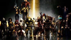 Intense Combat Scene With God Of War Characters Wallpaper