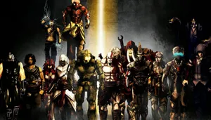 Intense Combat Scene With God Of War Characters Wallpaper