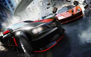 Intense Competition In Racing Game Wallpaper