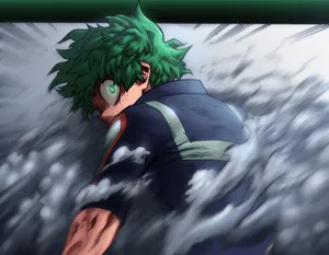 Intense Deku Action Scene Wallpaper