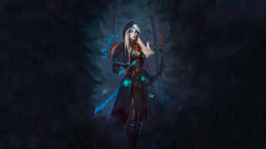 Intense Drow Ranger In Action Wallpaper