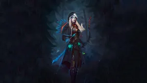 Intense Drow Ranger In Action Wallpaper